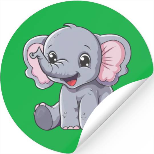 Adorable Baby Elephant Joyful Smile Stickers