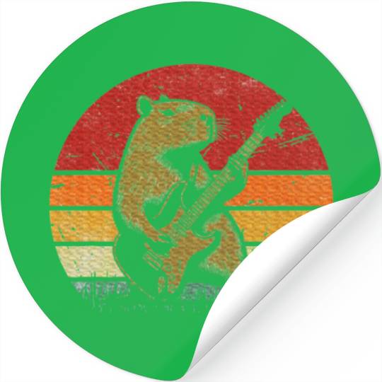 Capybara Playing Guitar Capybara Rock Music Stickers