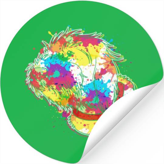 Splash Color Wirehaired Pointing Griffon Dog Face Stickers