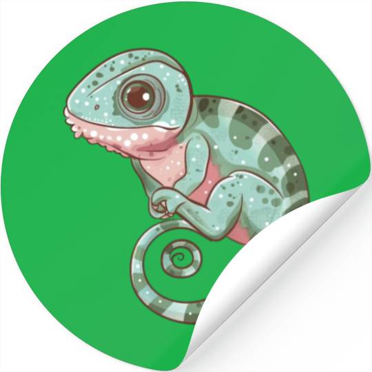 Charming Chameleon Curled Tail Imagery Stickers