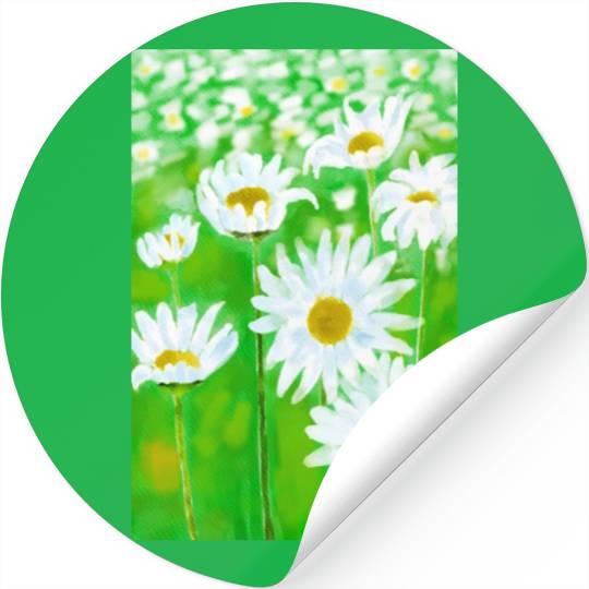 Daisy Flower Summer garden Painting Stickers