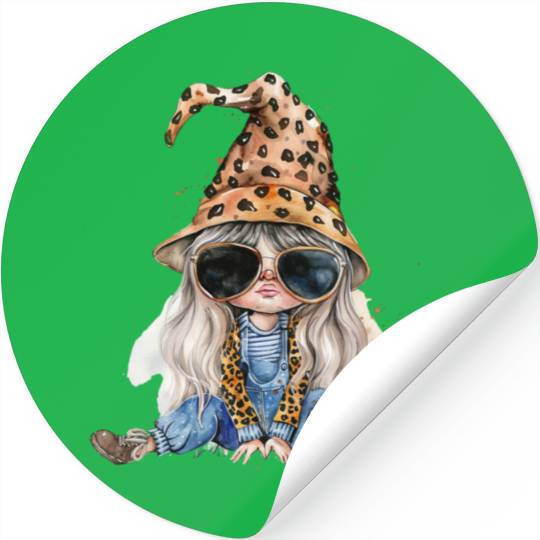 Leopard Print Gnome Clipart Images, Girly Stickers