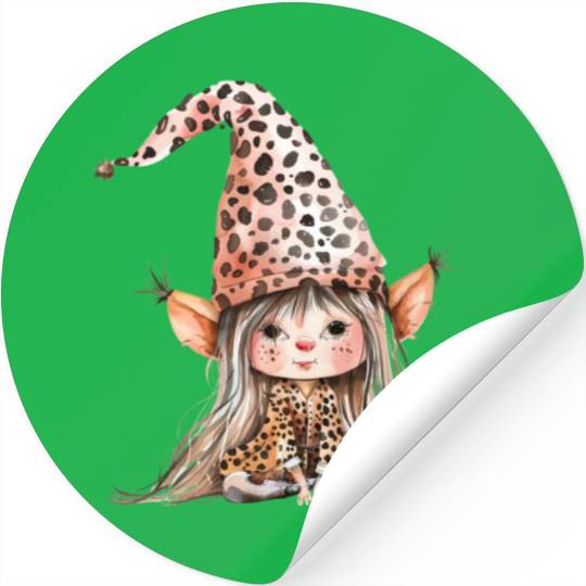 Leopard Print Gnome Clipart Images, Girly Stickers