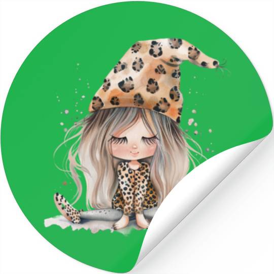 Leopard Print Gnome Clipart Images, Girly Stickers