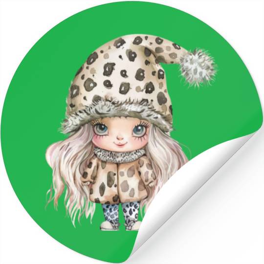 Leopard Print Gnome Clipart Images, Girly Stickers