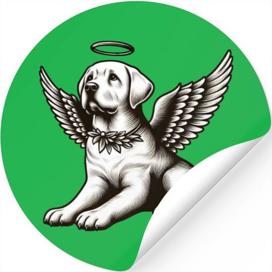 Labrador angel wings black white halo Stickers