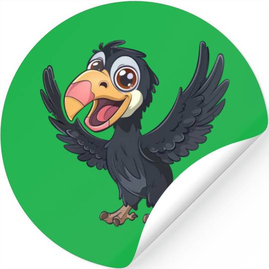 Joyful California Condor Cartoon Character Stickers