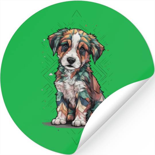 cute cubism puppy Stickers