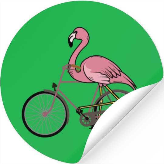 Flamingo Riding A Bicycle Stickers