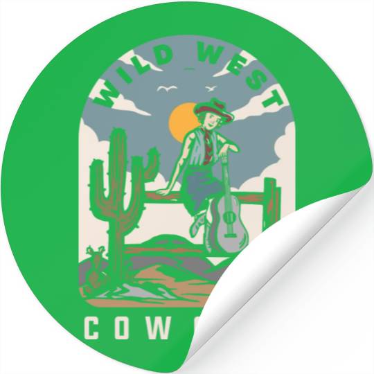 WILD WEST COW GIRL Classic Stickers