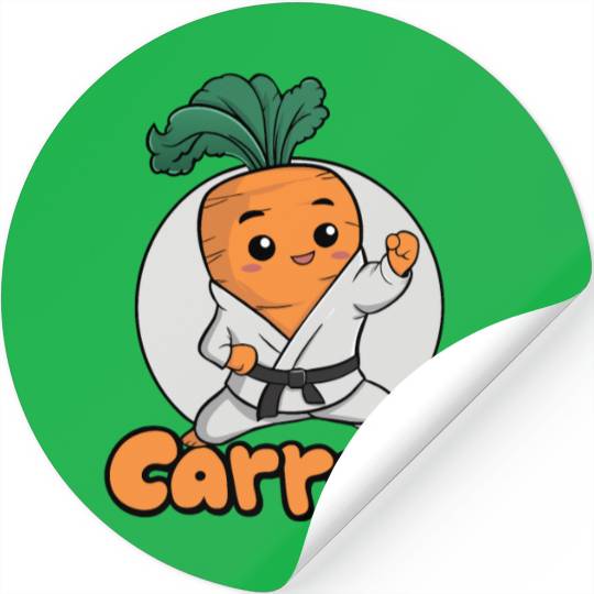 Cute Karate Carrot Design Stickers