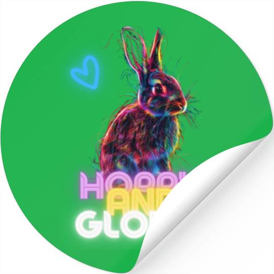 Neon Bunny Playful Art - Funny and Cute Neon Light Stickers