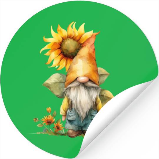 Sunflower Gnome Clipart Images, Garden clipart, Stickers