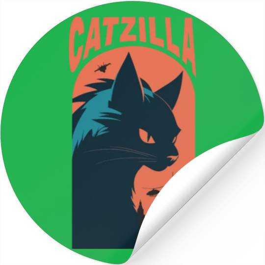 Catzilla king of Cat monster Stickers