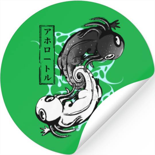 Kawaii Axolotl Yin Yang Stickers