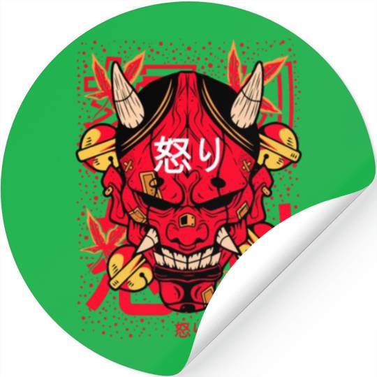 Vintage Red Hannya Demon Tattoo Stickers