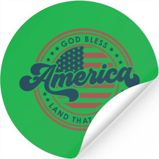4th of July Retro US Flag God Bless America Funny Stickers