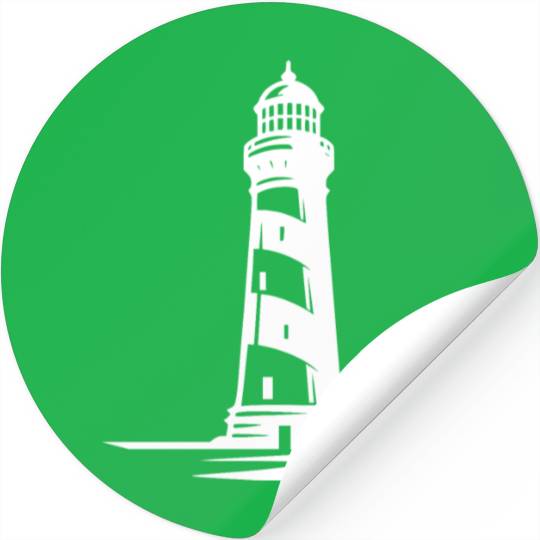 Old Lonely Striped Coastal Lighthouse Stickers