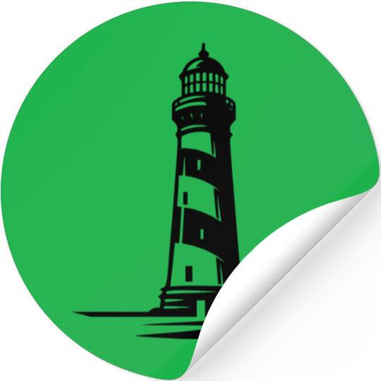 Old Lonely Striped Coastal Lighthouse Stickers