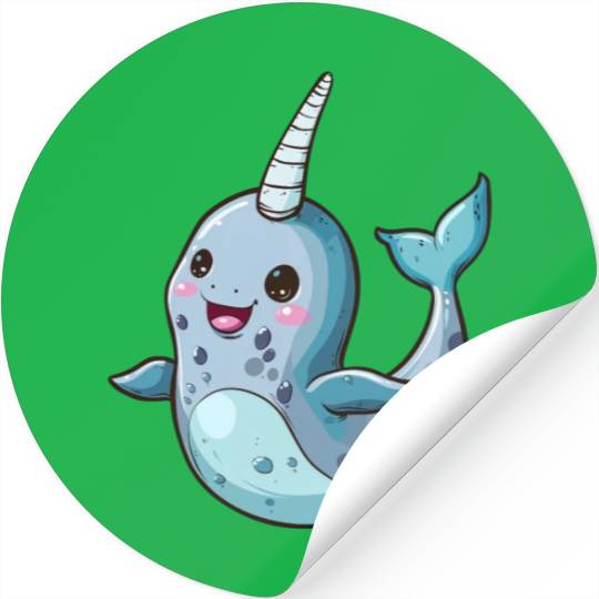 Adorable Narwhal Cartoon Enchantment Stickers