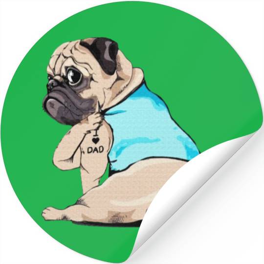 PUGS LOVE DAD Stickers
