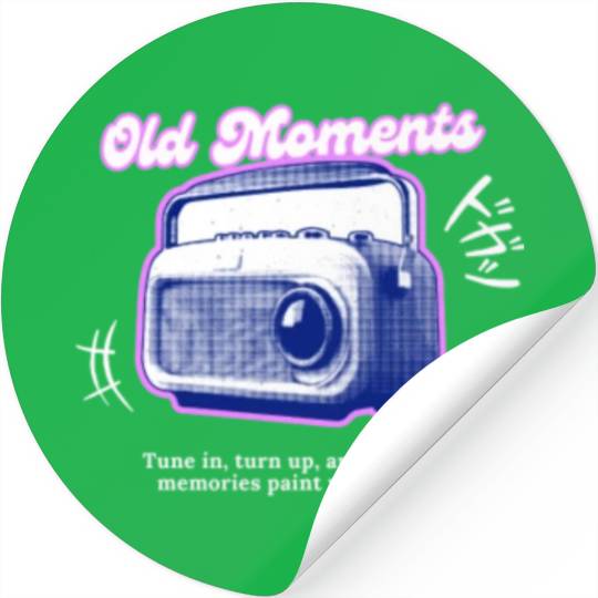 Lilac Black Halftone Radio Portrait Stickers