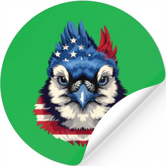 Patriotic Bird Face 4th Of July Stickers