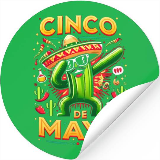 Cinco de Mayo Dancing Cactus Stickers