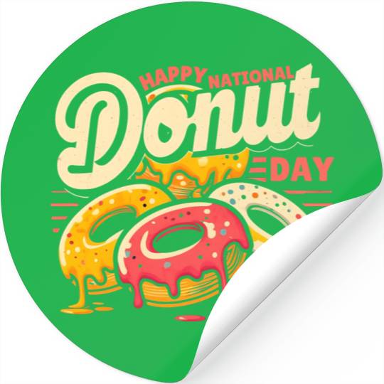 Vintage National Donut Day Stickers