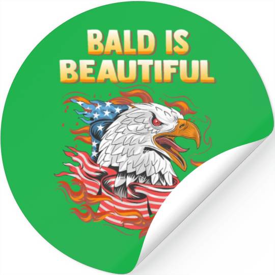 Bald Is Beautiful US Flag Eagle 4th Of July Funny Stickers