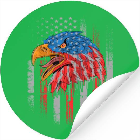 Retro US Flag Funny 4th July Bald Eagle Patriotic Stickers