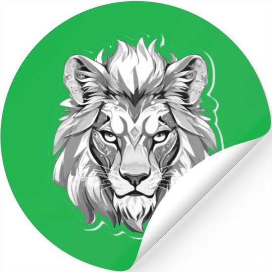 White Angry Lion Stickers