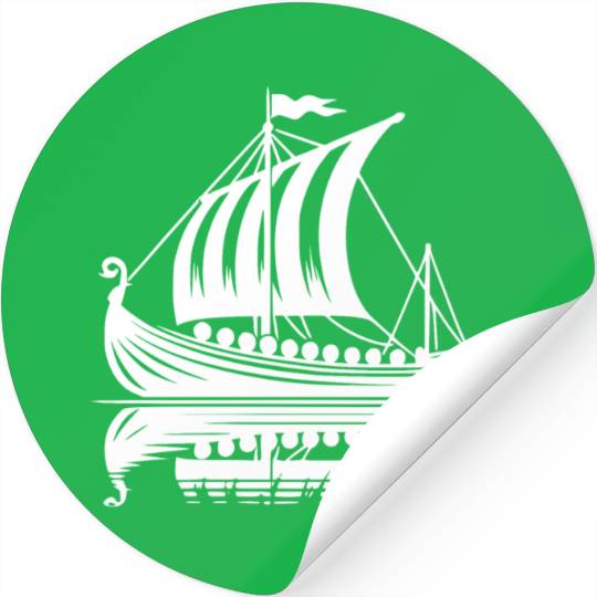 Strong Viking Dragon Boat With Sail Stickers