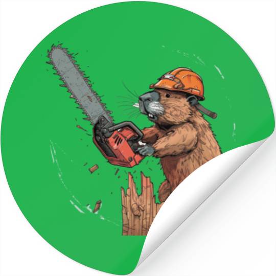Beaver Lumberjack Chainsaw Stickers