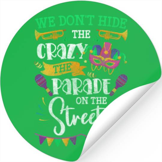 Mardi Gras Music Louisiana Queen Stickers