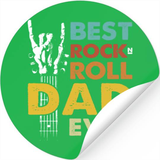 Best Dad Ever w/ Guitar, Rock Music & Skull Theme Stickers