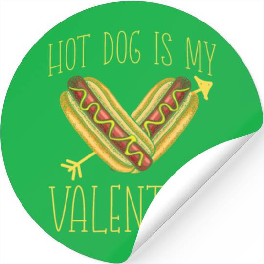 Hot Dog Adult Heart Valentines Day Stickers