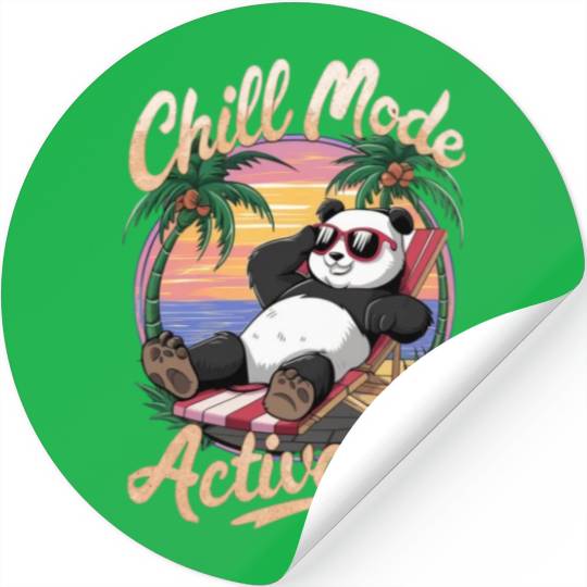 Panda Beach Vacation Stickers
