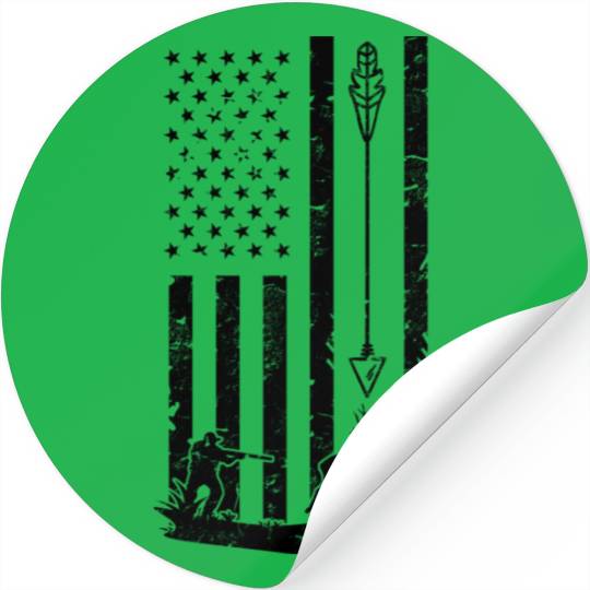 Hunting Hunters Deer USA US American Flag Stickers