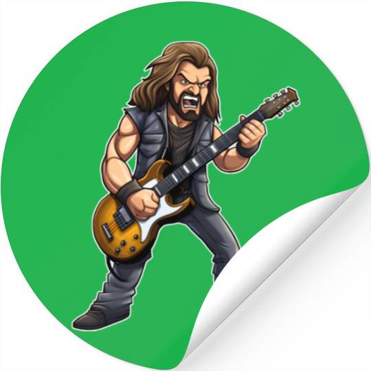 Electric Guitar Rock Star: Epic Heavy Metal Guitar Stickers