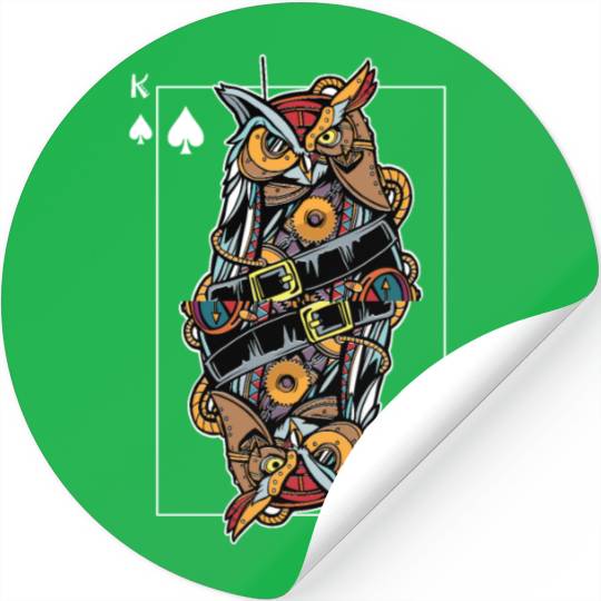 Eagle Owl Steampunk Card Game King of Spades Poker Stickers