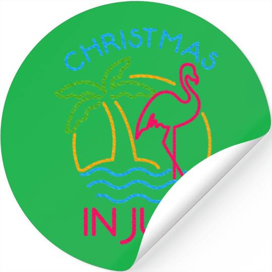 Christmas In July Pink Flamingo Stickers