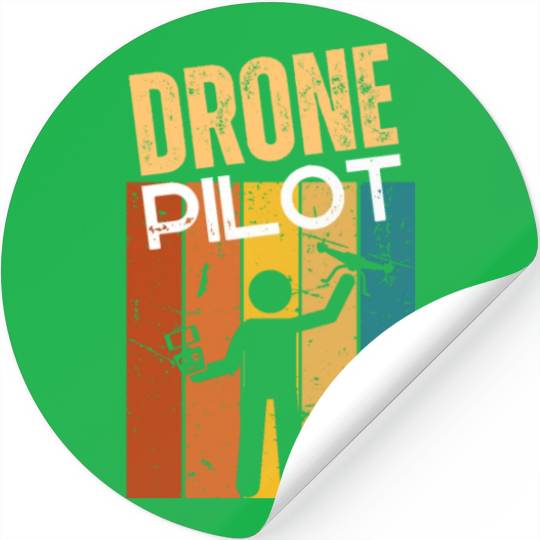 Drone Pilot Quadcopter Vintage Retro Funny Drone Stickers