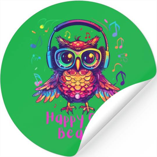Happy Owl Beats Stickers