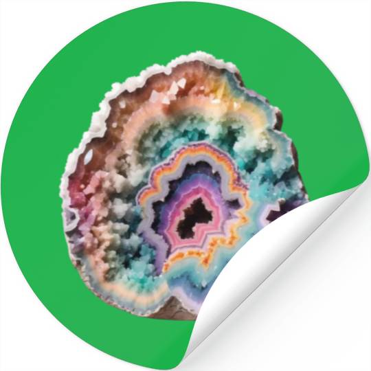 Fantasy Pastel Rainbow Geo Stone Crystal Stickers