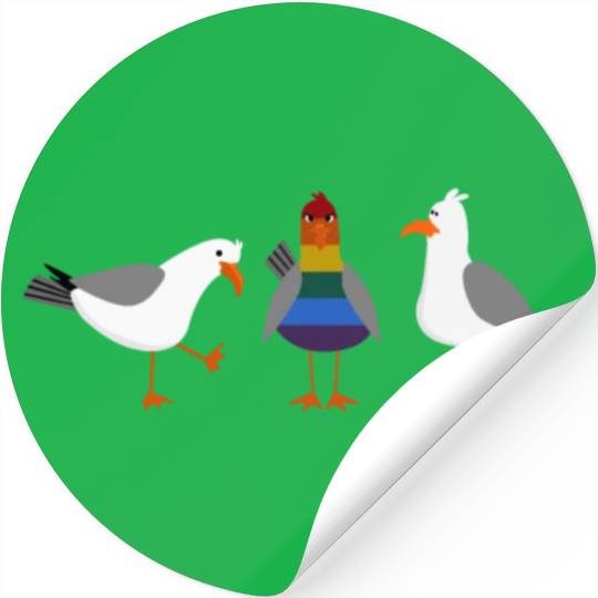 Seagull LGBT Gay Lesbian Rainbow Flagge Stickers