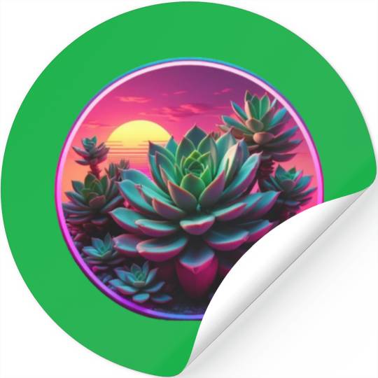 Synthwave Succulent Art Stickers