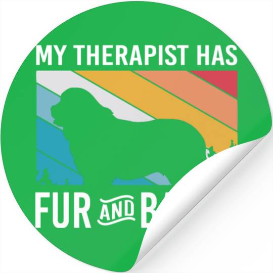 My Therapist Has Fur And Barks Retro Therapy Dog Stickers