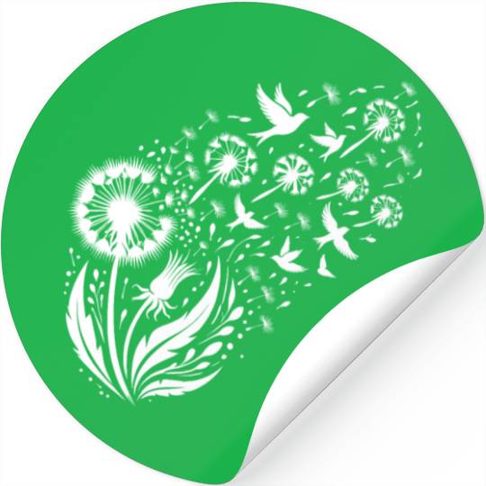 Dandelion Birds in Flight Nature Art Stickers