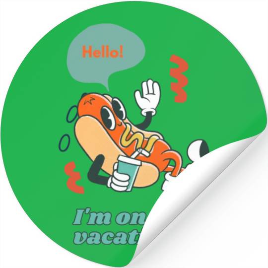 Cute funny joyful Relaxed Vacation Hot Dog Stickers